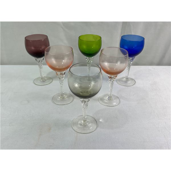 6 Vintage Stemware - Smoke Colour