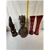 Image 2 : 2 Wood Statues & 2 Wood Decorations from Africa
