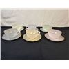 Image 1 : Arcopal France Harlequin Pastel Colors Milk glass Tea Cups and Saucer