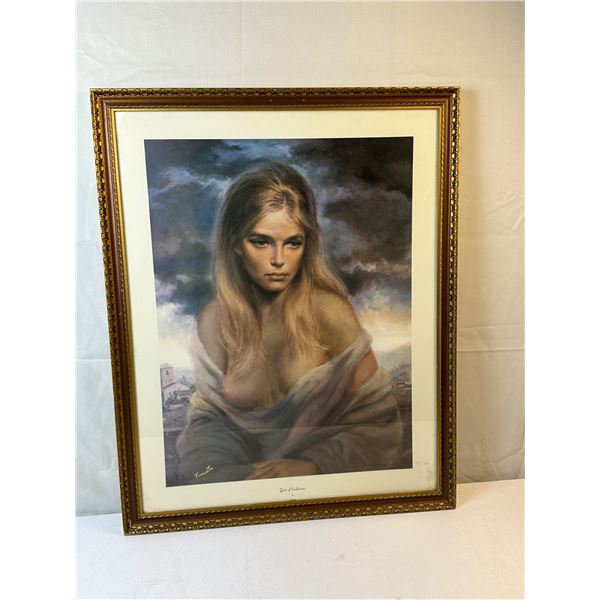Valdamo Print Framed Nude Girl Vinceata Gold Framed