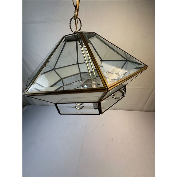 Vintage Brass & glass Beveled Chandilier