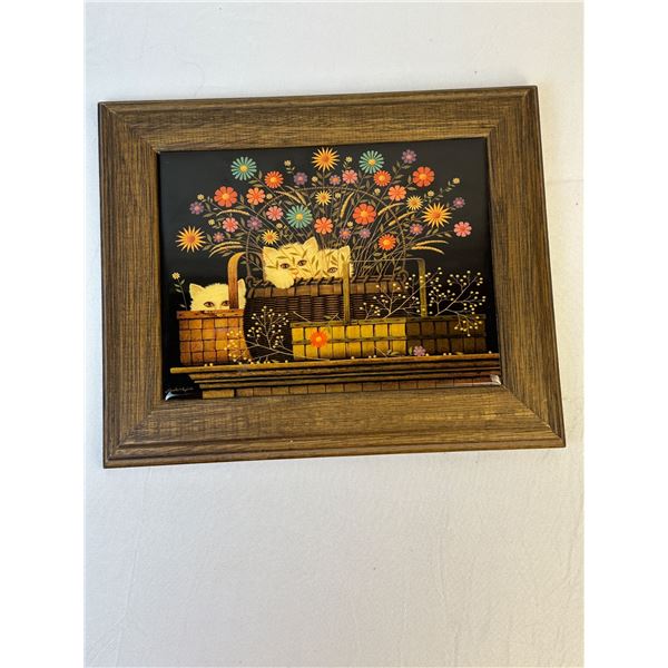 Charles Wysocki "Triple Trouble - Kittens framed laquer