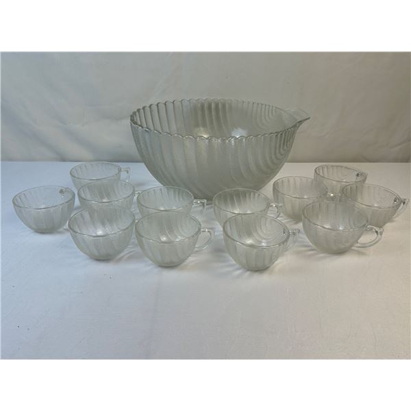 Anchor Hocking Glass Punch bowl set