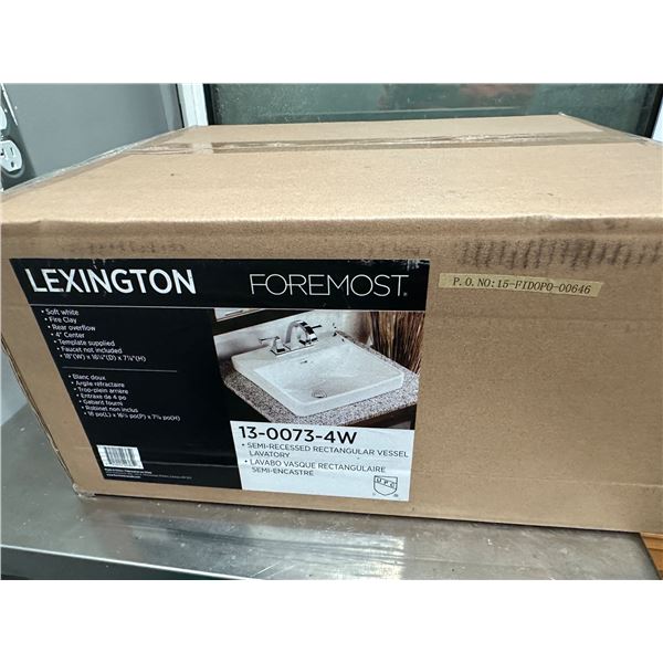 Semi recessed rectangular bathroom sink (new in Box)