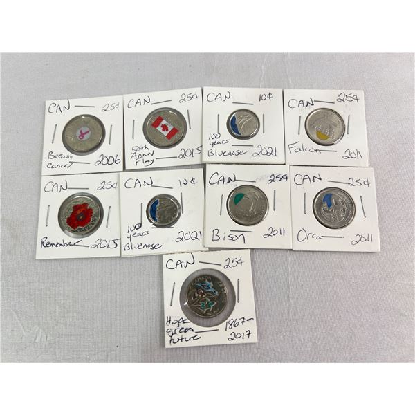 Set of Colored Canadian Collector Coins