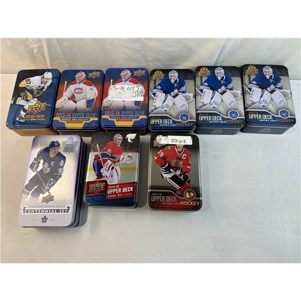 9 Assorted Tins Hockey Cards (opened)
