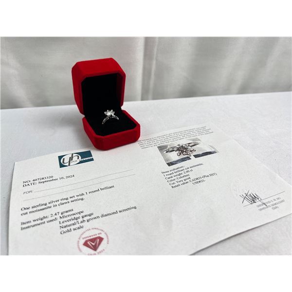 Sterling Silver Moissanite Ring Size 8