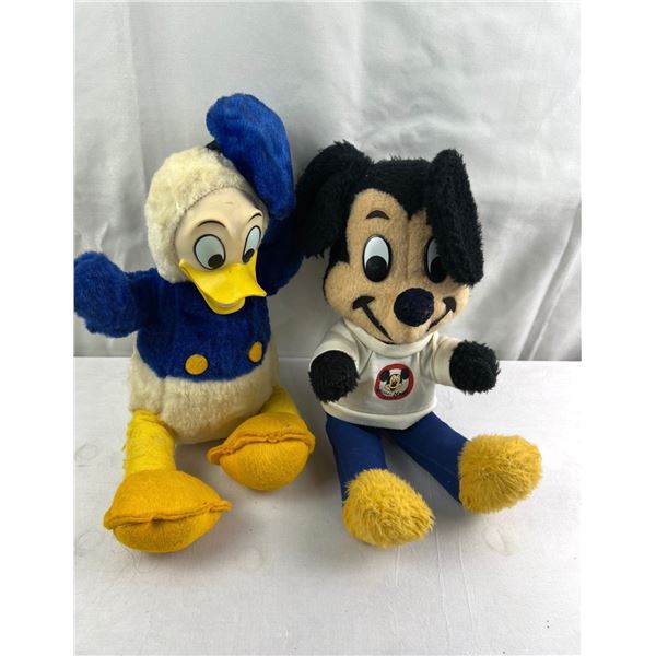 Vintage Walt Disney Characters Mickey and Donald Duck Plush
