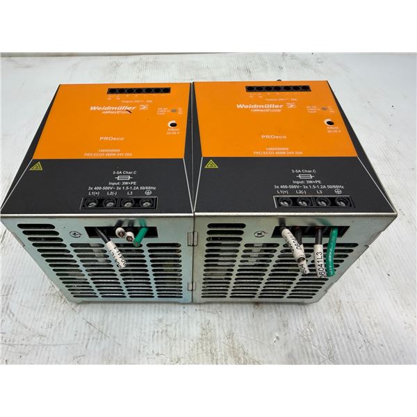 (2) Weidmuller #PRO ECO3 480W 24V 20A #1469550000 Power Supplies