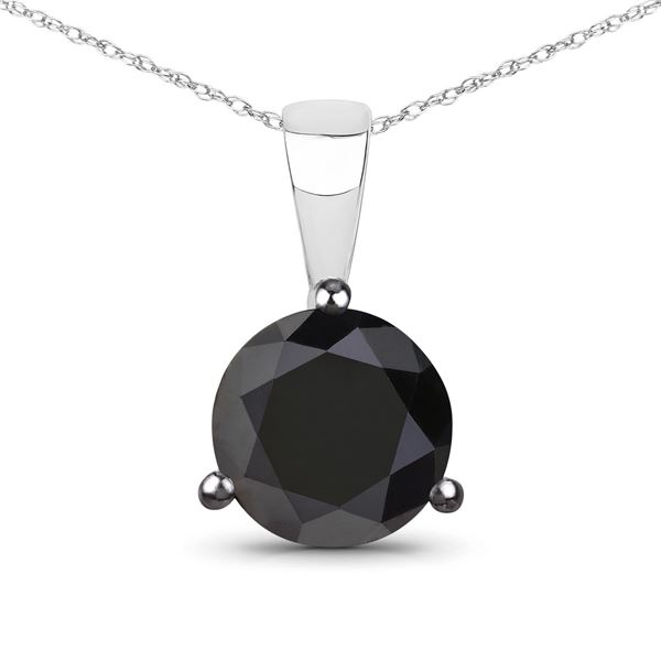 14KT White Gold 2.06ctw Black Diamond Pendant with Chain