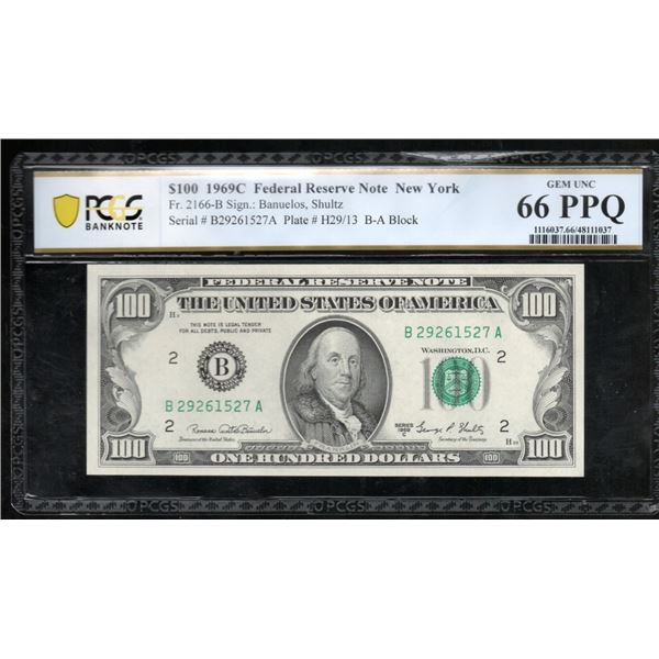 1969C $100 New York FRN PCGS 66PPQ
