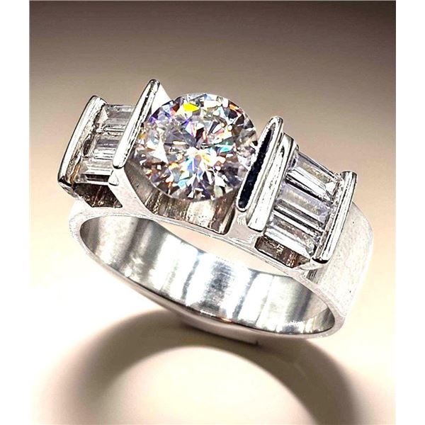 Mens Sparkling 2.75 Ct VVs1 White Fire Moissanite Ring