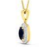 Image 3 : 14KT Yellow Gold 1.3ct Blue Sapphire and Diamond Pendant with Chain