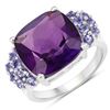 Image 1 : Plated Rhodium 5.85ct Amethyst and Tanzanite Ring