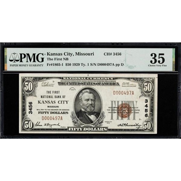 1929 $50 Kansas City MO National PMG 35