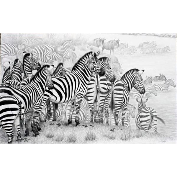 CYNTHIE'S WILDLIFE ORIGINALS: "Into the Fray" - Pen and Charcoal Artwork