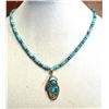 Image 1 : MARK & CAROL LITTLE: Sterling Silver and Turquoise Necklace with Pendant
