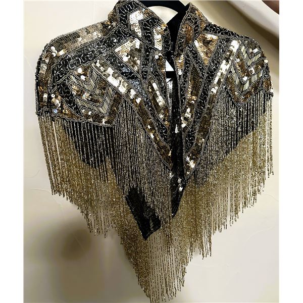 ERIKA LOWRY: Exquisite Gold Shoulder Fringe Capelet