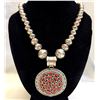 Image 1 : EDA ROSE: Navajo Red Coral and Sterling Silver Pendant Necklace