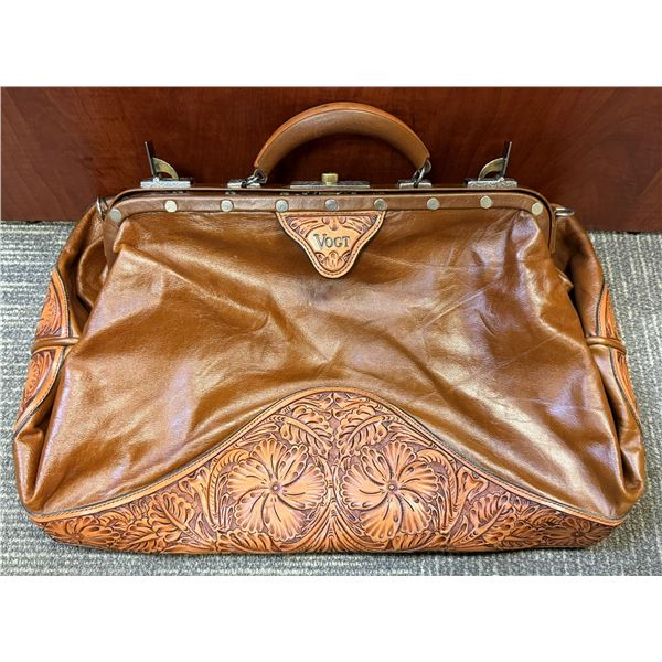 MARK ROSE: Vintage Doctors/Overnight Bag with Handtooled Leather by Vogt Silversmiths