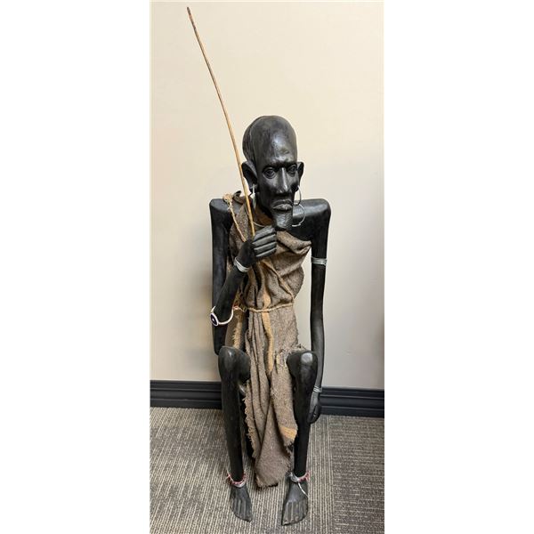 FRIEND OF DSCF: Hand Carved African Wooden Statue of Maasai Hunter
