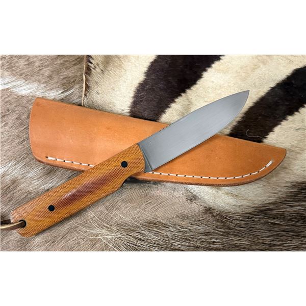 CRAIG DIXON: Gene Ingham Custom Spear Fixed Blade Knife with Vintage Canvas Micarta Handle