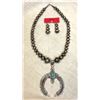 Image 2 : EDA ROSE: Pair of Turquoise/Sterling Silver Navajo Pendant Necklaces & Earrings