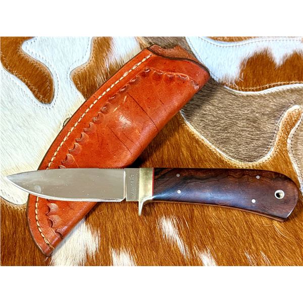 SCOTT & DEBBIE TOBERMANN: Shewmaker Custom Knife with Leather Sheath
