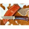 Image 1 : SCOTT & DEBBIE TOBERMANN: Shewmaker Custom Knife with Leather Sheath