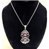 Image 1 : EDA ROSE: Vintage Mexican Silver Pendant Necklace with Mixed Stones
