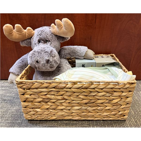 MARK & CAROL LITTLE: 'Little Hunter/Angler' Gift Basket with Moose Plushie