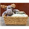 Image 1 : MARK & CAROL LITTLE: 'Little Hunter/Angler' Gift Basket with Moose Plushie