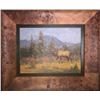 Image 1 : JENNIFER REFFALT: Framed Original Oil on Canvas Depicting Bull Elk by Sam Thiewes