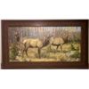 Image 1 : JENNIFER REFFALT: Framed Original Oil on Canvas Depicting Bull & Cow Elk by Sam Thiewes