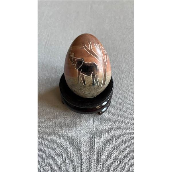 FRIEND OF DSCF: Set of Six Hand Carved African Wildlife Stone Eggs