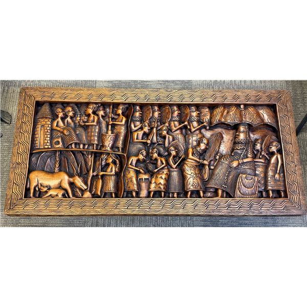 FRIEND OF DSCF: Vintage Hand Carved African Hardwood Bas-Relief Table