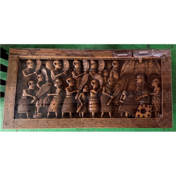 FRIEND OF DSCF: Vintage Hand Carved African Hardwood Bas-Relief Table