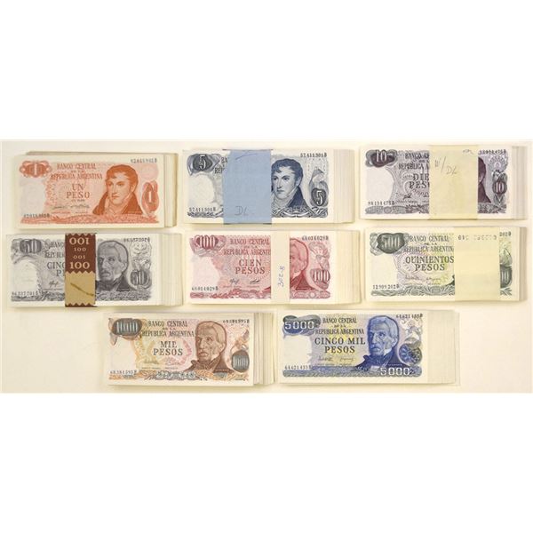 Argentina. Banco Central de la Republica Argentina, ND (1970-73) to ND (1977-83), Packs of 100 Bankn