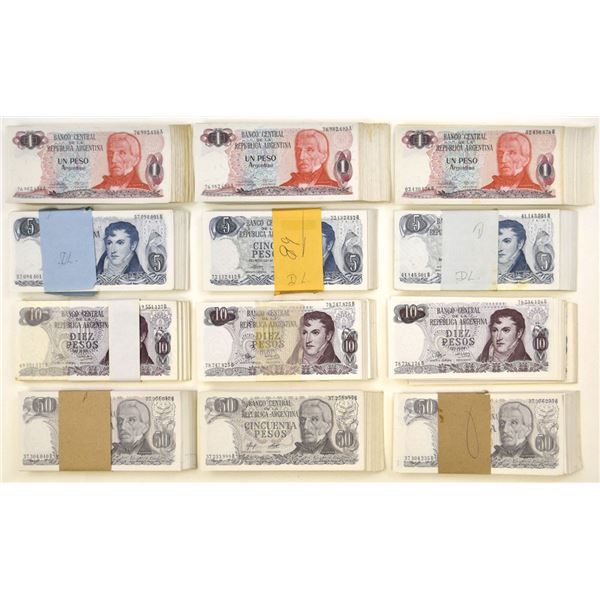 Argentina. Banco Central de la Republica Argentina, ND (1971-73) to ND (1983-84), Packs of 100 Bankn