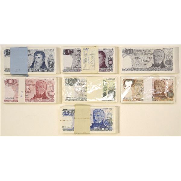 Argentina. Banco Central de la Republica Argentina, ND (1974-73) to ND (1977-83), Packs of 100 Bankn