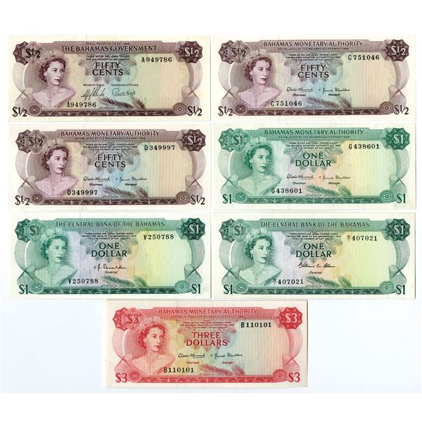 Bahamas Banknotes from Various Issuers, L.1965 to L.1974.