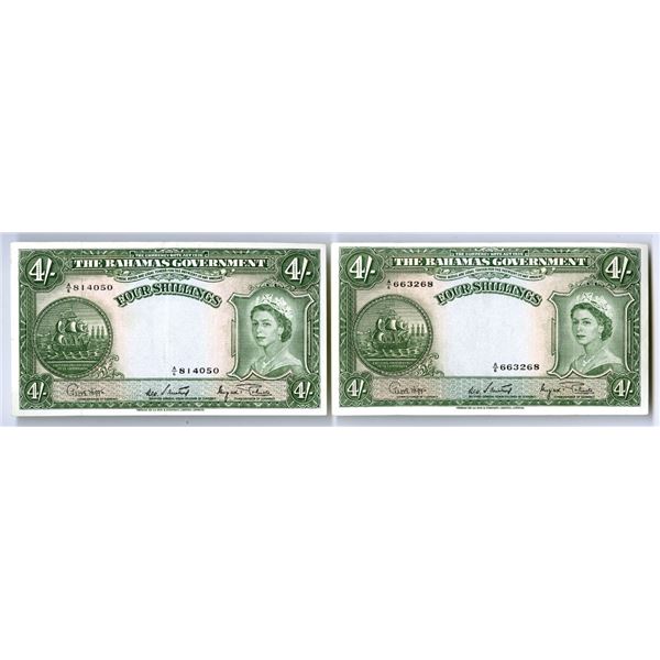 Bahamas. Bahamas Government, L. 1936 (1953), Issued Banknote Pair.
