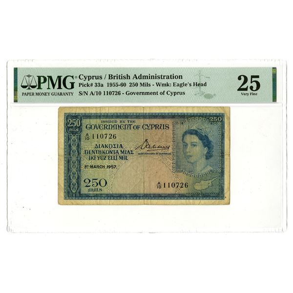 Cyprus/ British Administration, 1957 Issued Banknote