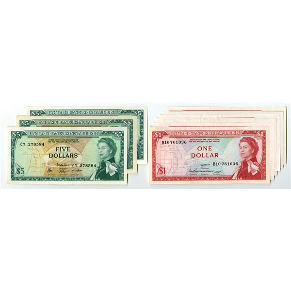 East Caribbean States. East Caribbean Currency Authority, ND (1965), Issued Banknote Assortment.