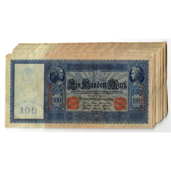 Germany. Reichsbanknote, 1910, Issued Banknote Assortment.