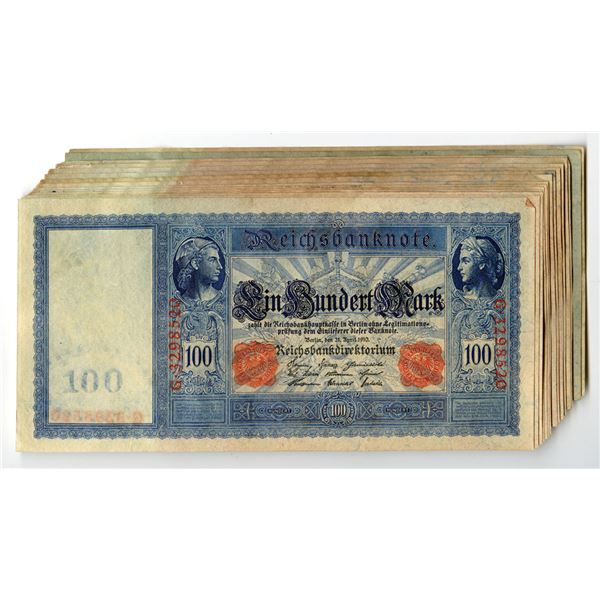 Germany. Reichsbanknote, 1910, Issued Banknote Assortment.