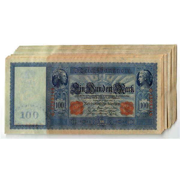 Germany. Reichsbanknote, 1910, Issued Banknote Assortment.