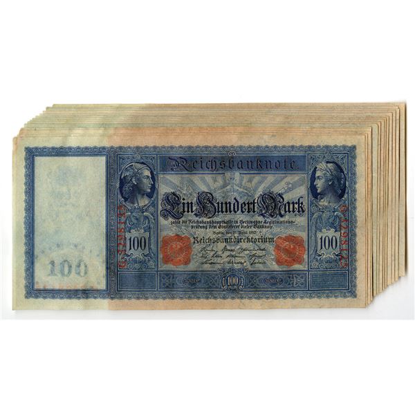Germany. Reichsbanknote, 1910, Issued Banknote Assortment.
