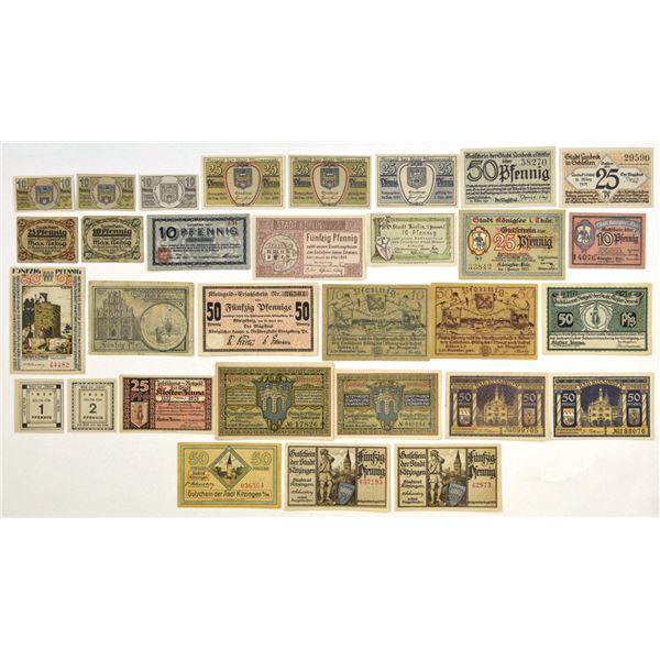 Germany. German Municipal Notgeld Collection, 1920 to 1921, Issued Emergency Currency Assortment.