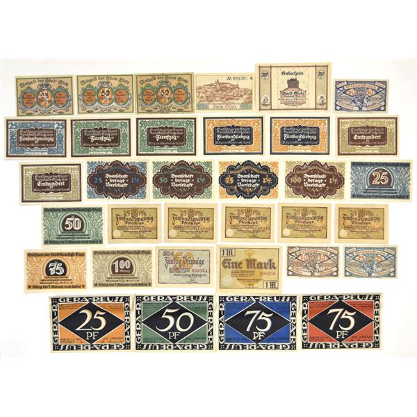 Germany. German Municipalities, 1919 to 1922, Issued Notgeld Banknote Assortment.